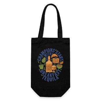 Breakfast Champions Start With Breakfast Tequila - Gift Bag for Bottles - black - Front