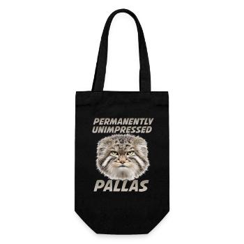 Pallas Cat Manul Kaffee Motiv | Grumpy Wildkatze  - Geschenkbeutel für Flaschen - Schwarz - Vorne