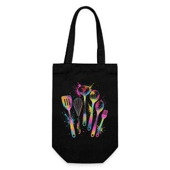 Multicolored Kitchen Utensils Splash Art - Gift Bag for Bottles - black - Front