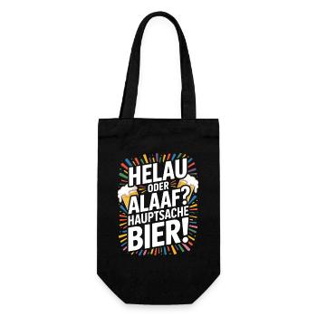 Bier Karneval Fasching Köln Helau oder Alaaf Bier - Geschenkbeutel für Flaschen - Schwarz - Vorne