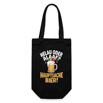 Bier Karneval Fasching Köln Helau oder Alaaf Bier - Geschenkbeutel für Flaschen - Schwarz - Vorne