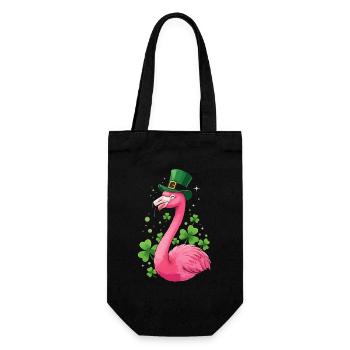 Flamingo with Shamrock Hat - Gift Bag for Bottles - black - Front