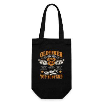 Oldtimer Juli 1986 | Geburtstag Geschenk - Geschenkbeutel für Flaschen - Schwarz - Vorne