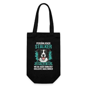 Persönlicher Stalker Hund Spruch Border Collie - Geschenkbeutel für Flaschen - Schwarz - Vorne