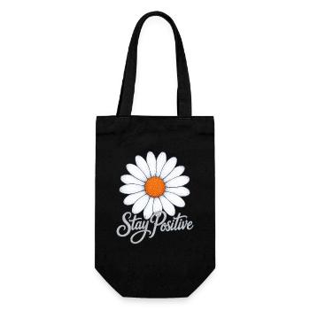 Daisy Flower stay positive Gänseblume sei positiv - Geschenkbeutel für Flaschen - Schwarz - Vorne