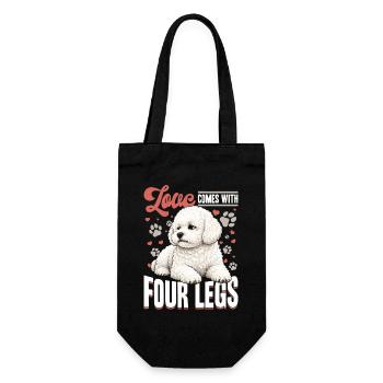 Bichon Frise Dog Breed - Geschenkbeutel für Flaschen - Schwarz - Vorne