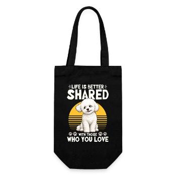 Bichon Frise Dog Breed - Geschenkbeutel für Flaschen - Schwarz - Vorne