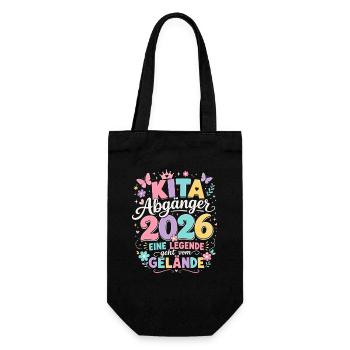  Kita Abgänger 2026 Eine Legende geht vom Gelände - Geschenkbeutel für Flaschen - Schwarz - Vorne
