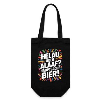 Bier Karneval Fasching Köln Helau oder Alaaf Bier - Geschenkbeutel für Flaschen - Schwarz - Vorne