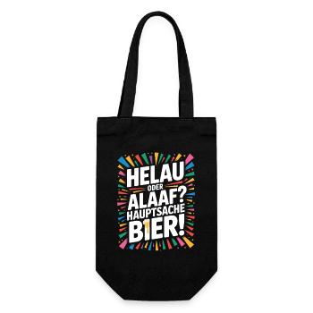 Bier Karneval Fasching Köln Helau oder Alaaf Bier - Geschenkbeutel für Flaschen - Schwarz - Vorne