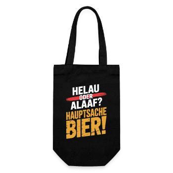 Bier Karneval Fasching Köln Helau oder Alaaf Bier - Geschenkbeutel für Flaschen - Schwarz - Vorne