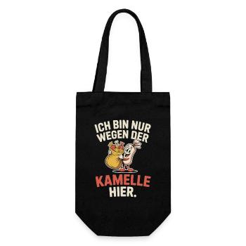 Karneval Nur Wegen Der Kamelle Hier Karnevalszug - Geschenkbeutel für Flaschen - Schwarz - Vorne