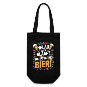 Bier Karneval Fasching Köln Helau oder Alaaf Bier - Geschenkbeutel für Flaschen - Schwarz - Vorne