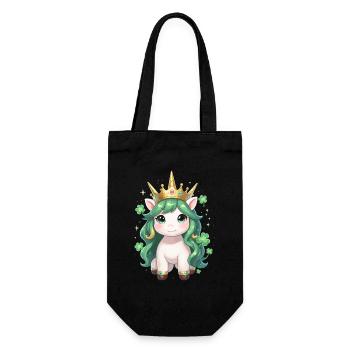 Green Unicorn with Crown St Patrick's Day - Gift Bag for Bottles - black - Front