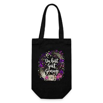Du bist gut genug .Mystik Floral - Geschenkbeutel für Flaschen - Schwarz - Vorne