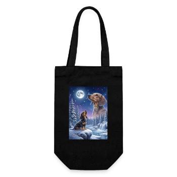 Howling to the Moon Meme Hund Dackel - Geschenkbeutel für Flaschen - Schwarz - Vorne