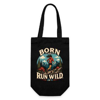 Trailrunning – Geboren, um wild zu laufen - Geschenkbeutel für Flaschen - Schwarz - Vorne