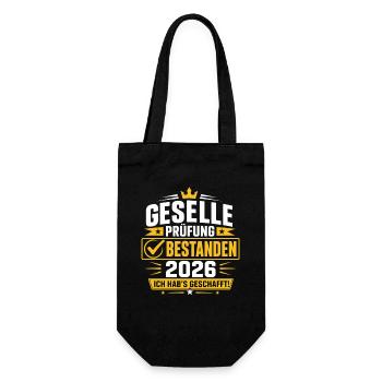 Geselle 2026 Prüfung Bestanden Ausbildung - Geschenkbeutel für Flaschen - Schwarz - Vorne