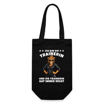Ich bin die Trainerin Löwe hat immer Recht - Geschenkbeutel für Flaschen - Schwarz - Vorne