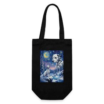 Howling to the Moon Meme Hund Dalmatiner - Geschenkbeutel für Flaschen - Schwarz - Vorne
