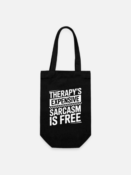 Sarkasmus Kostenlos Therapie Kostet Spaß Geschenk - Geschenkbeutel für Flaschen - Schwarz