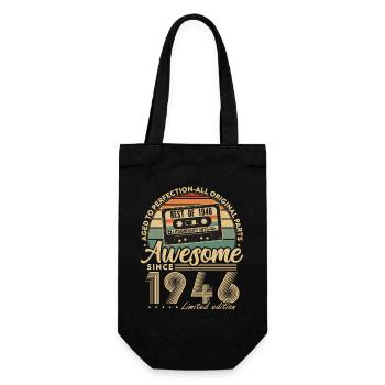 1946 Vintage Retro Birthday Gift - Gift Bag for Bottles - black - Front