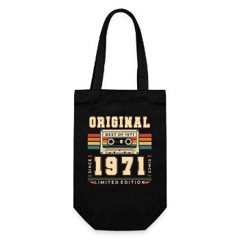55. Geburtstag Geschenk Mann Kassette Best of 1971 - Geschenkbeutel für Flaschen - Schwarz - Vorne