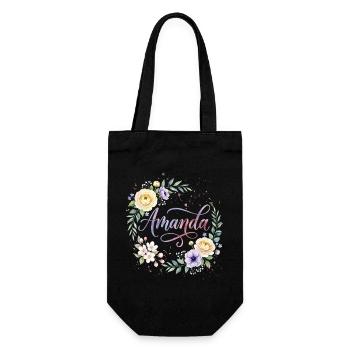 Amanda Flower Name Name Design - Sac à bouteille - noir - Devant