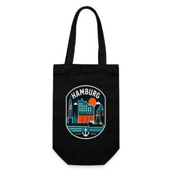Hamburg Hafen Patch Design - Geschenkbeutel für Flaschen - Schwarz - Vorne
