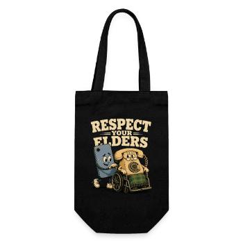Respectez vos aînés, smartphone rétro, téléphone - Sac à bouteille - noir - Devant