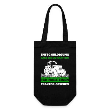 Ich habe einen Traktor gesehen Landwirt Trecker - Geschenkbeutel für Flaschen - Schwarz - Vorne