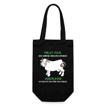 Ich möchte das Kühe mich mögen Landwirt Bauer - Geschenkbeutel für Flaschen - Schwarz - Vorne