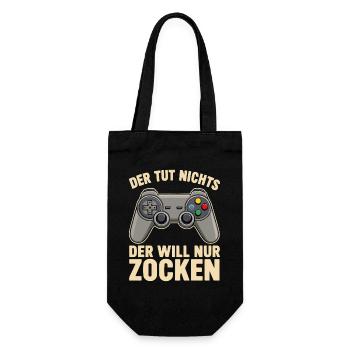 Der Will Nur Zocken Controller Spruch - Geschenkbeutel für Flaschen - Schwarz - Vorne