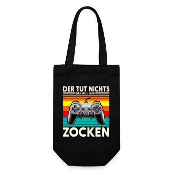 Der tut nichts, der will nur ZOCKEN - Geschenkbeutel für Flaschen - Schwarz - Vorne