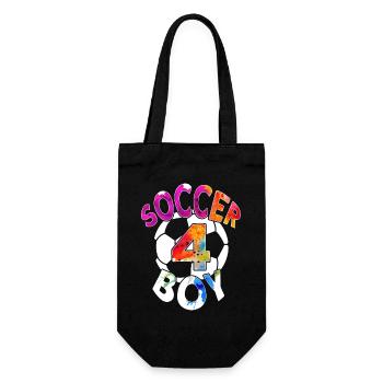 4 JAHRE FUßBALLER NUMMER 4 FUßBALL 4. GEBURTSTAG - Geschenkbeutel für Flaschen - Schwarz - Vorne