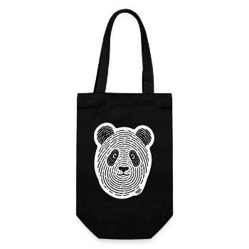 Visage monochrome panda line art - Sac à bouteille - noir - Devant