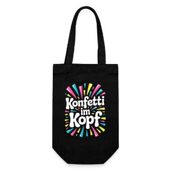 Konfetti Im Kopf Karneval Fasching Alaaf Kostüm - Geschenkbeutel für Flaschen - Schwarz - Vorne