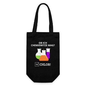 Ob Ich Chemie Witze Mag? Na Chlor Chemiker Chemie - Geschenkbeutel für Flaschen - Schwarz - Vorne