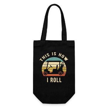 This Is How I Roll Retro Golf Cart Golfer Gift - Gift Bag for Bottles - black - Front