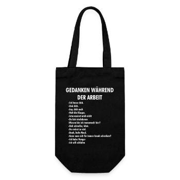 Gedanken während der Arbeit Typo - Geschenkbeutel für Flaschen - Schwarz - Vorne