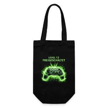 Gamer Geburtstag Shirt | Level 12 Geschenk Junge - Geschenkbeutel für Flaschen - Schwarz - Vorne