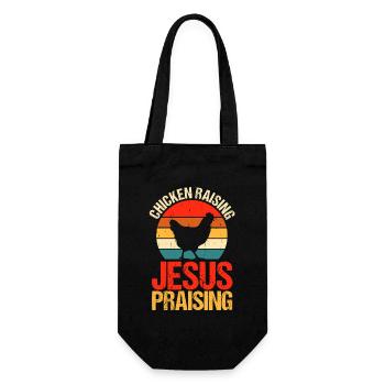 Farmer Jesus Rooster Flock Poultry Chicken - Gift Bag for Bottles - black - Front