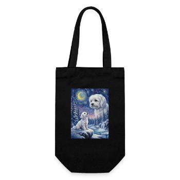 Howling to the Moon Meme Hund Malteser - Geschenkbeutel für Flaschen - Schwarz - Vorne