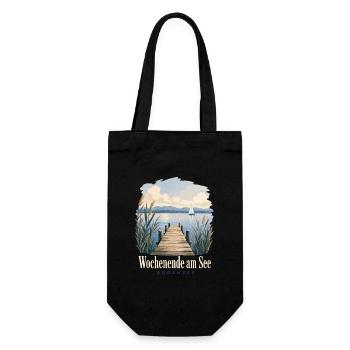 Wochenende am See, Bodensee Uferkind Heimatmotiv - Gift Bag for Bottles - black - Front