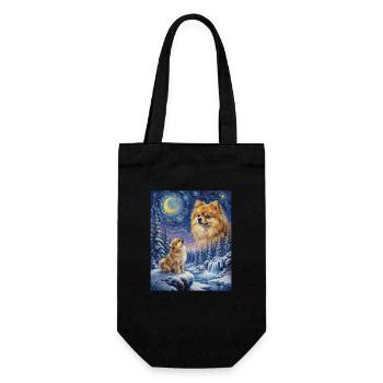Hurlant vers le Mème de la Lune Chien Poméranienne - Sac à bouteille - noir - Devant