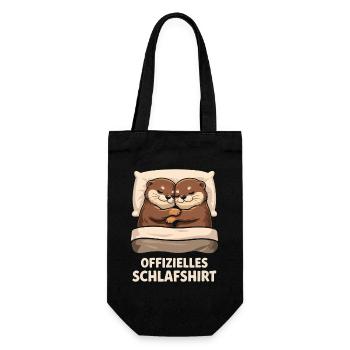 Kuschels Otterpärchen Schlafshirt - Geschenkbeutel für Flaschen - Schwarz - Vorne