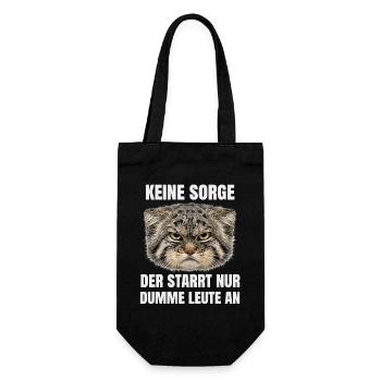 Pallas Katze Manul Cat Sarkasmus Katzen Meme Motiv - Geschenkbeutel für Flaschen - Schwarz - Vorne