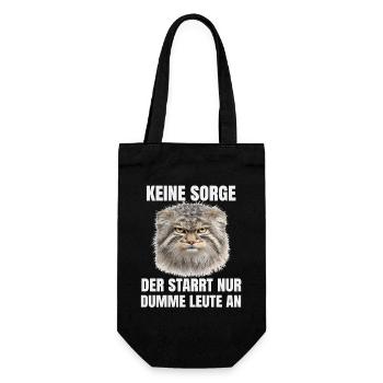 Grumpy Pallas Katze Manul Cat Humor Katzen Motiv - Geschenkbeutel für Flaschen - Schwarz - Vorne