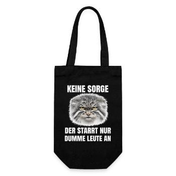 Pallas Katze Manul Cat Sarkasmus Katzen Meme Motiv - Geschenkbeutel für Flaschen - Schwarz - Vorne