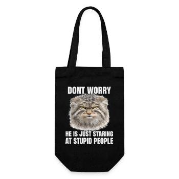Manul Cat Pallas Katze Introvertiert Humor  - Geschenkbeutel für Flaschen - Schwarz - Vorne